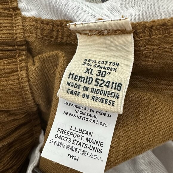 LL Bean Pants BeanFlex XL 30 Inseam Brown Corduroy Straight Leg - Picture 5 of 10